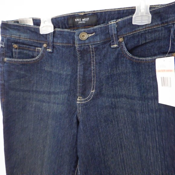 Nine West Women's Dark Wash Jeans Embroidered Pockets Mid Rise Bootcut Sz 10 NEW - Picture 6 of 11